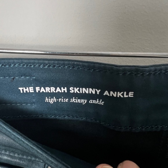 AG Adriano Goldschmied The Farrah High Rise Skinny Teal Leatherette Jeans Sz 24R - Picture 11 of 13